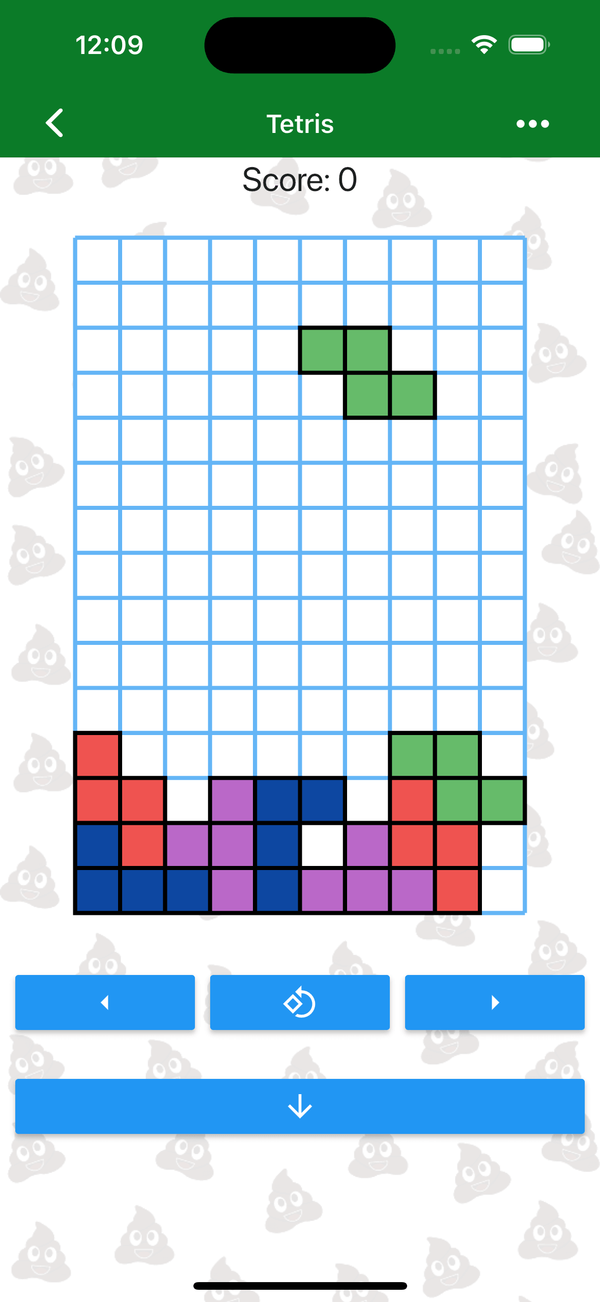 The Tetris game interface