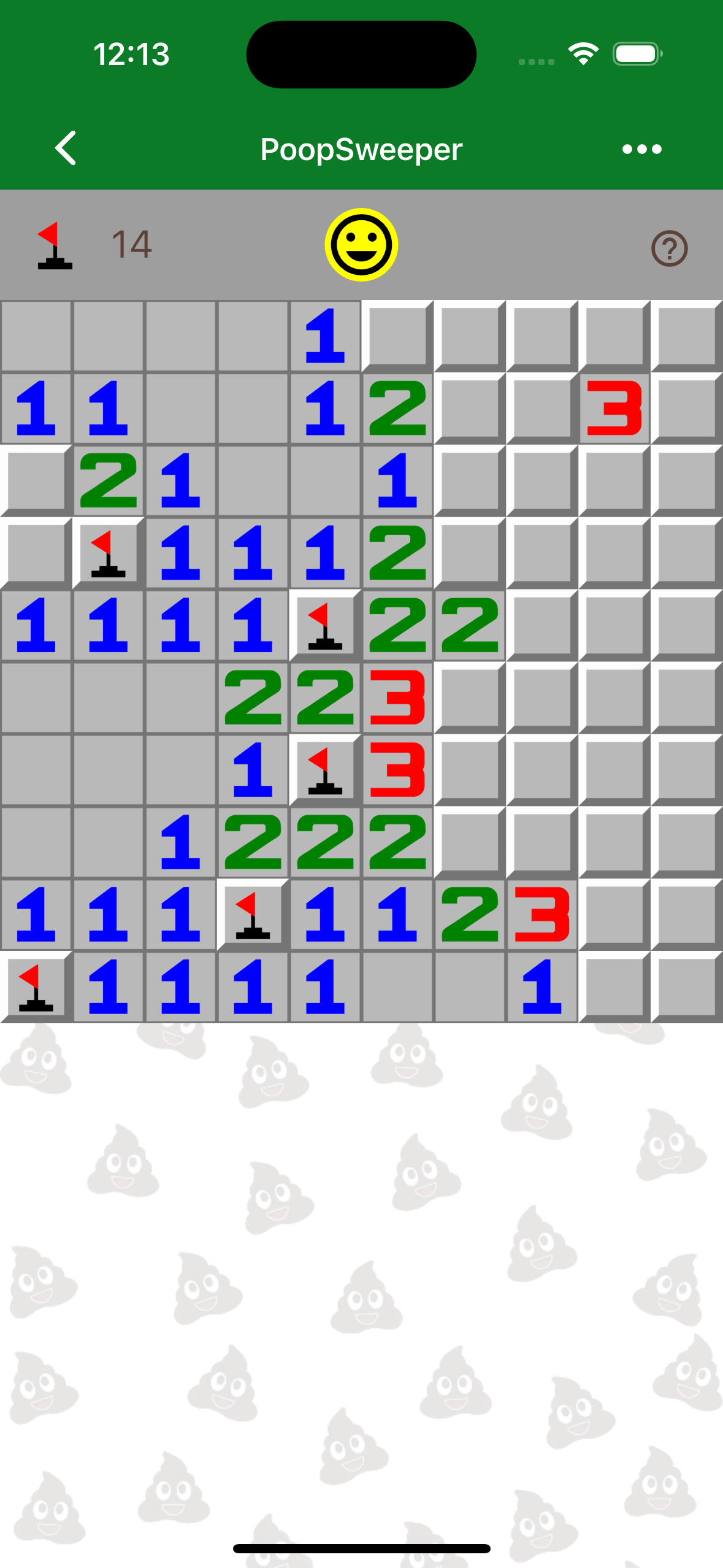 The PoopSweeeper game board