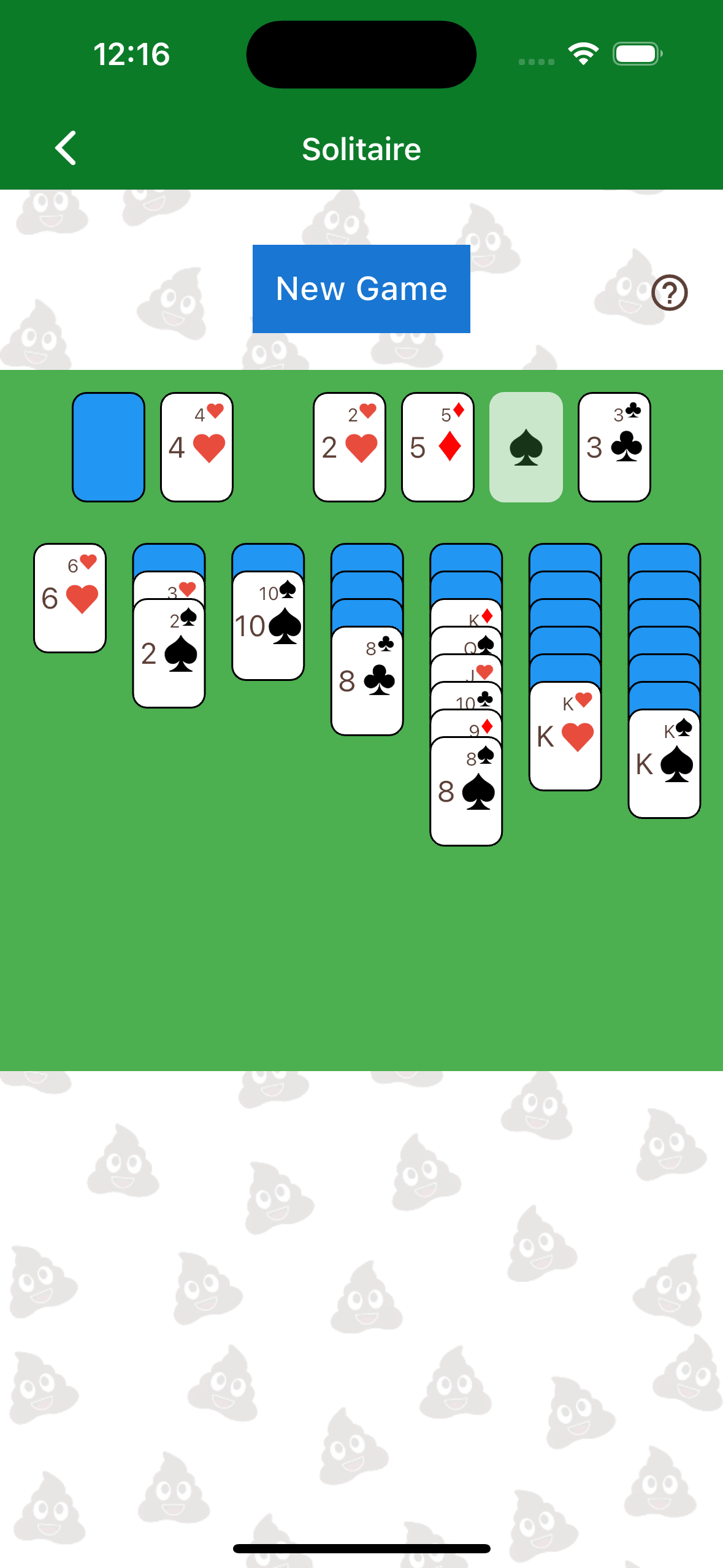 The Solitaire game layout