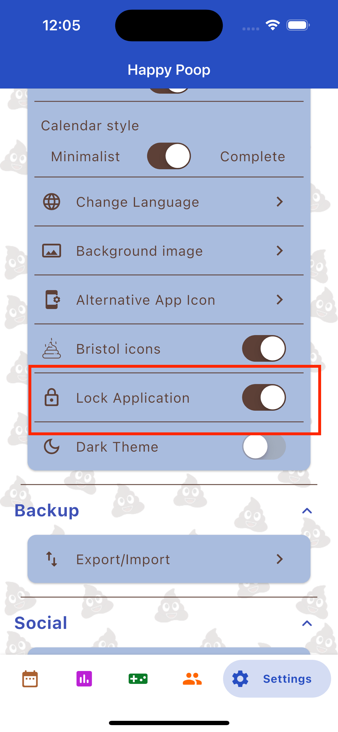 Buton to lock the application