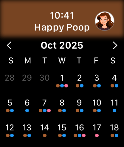 Happy Poop companion app running on Apple Watch